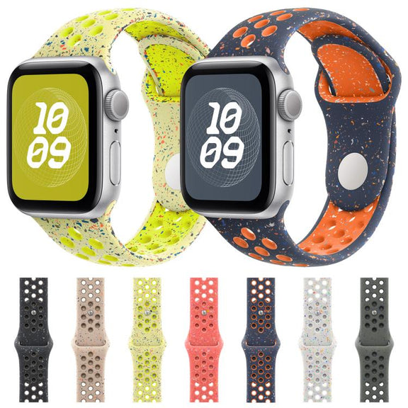 For Apple Watch 46mm / 49mm / 45mm / 44mm Coloful Silicone Watch Band(Midnight Green Black)