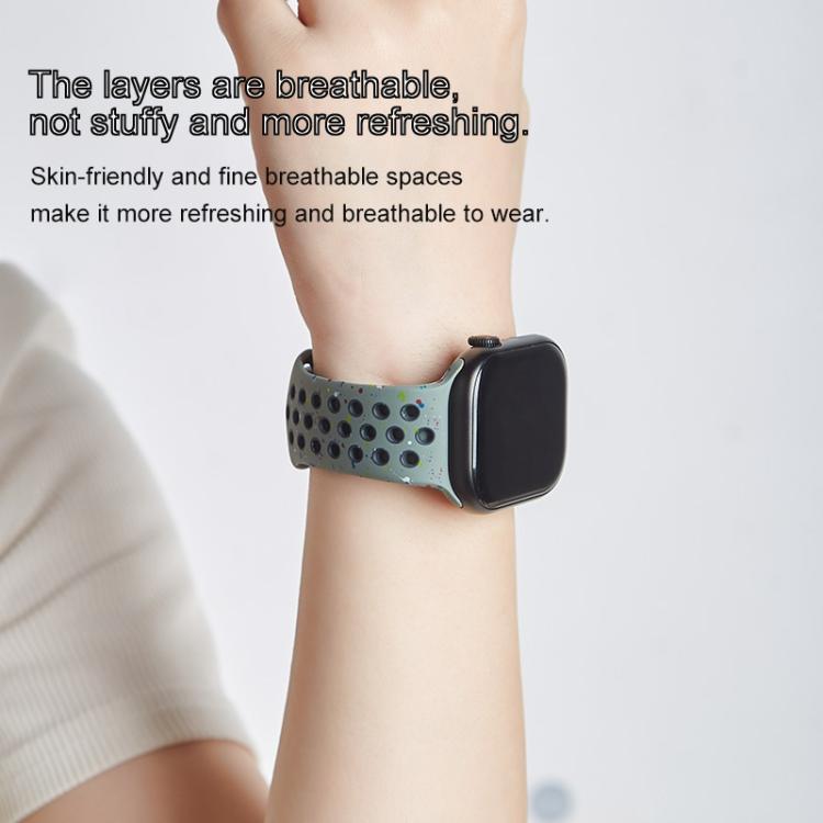 For Apple Watch 42mm / 41mm / 40mm / 38mm Coloful Silicone Watch Band(White Platinum)