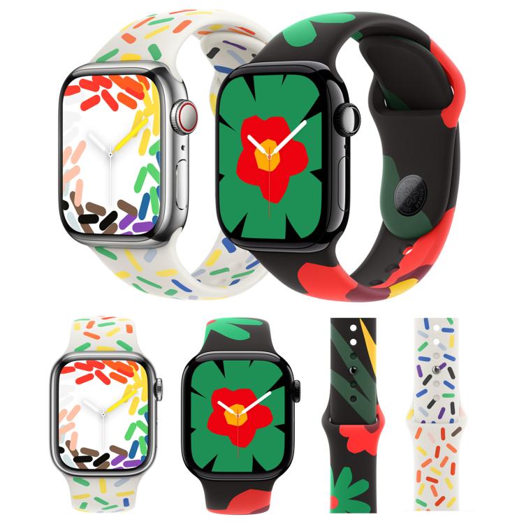 For Apple Watch 46mm / 49mm / 45mm / 44mm Sport Silicone Watch Band(Rainbow)