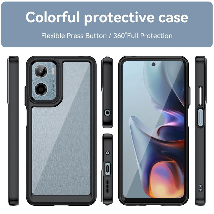 For Motorola Moto E15 Colorful Series Acrylic Hybrid TPU Phone Case(Black)