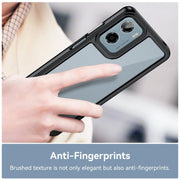 For Motorola Moto E15 Colorful Series Acrylic Hybrid TPU Phone Case(Black)