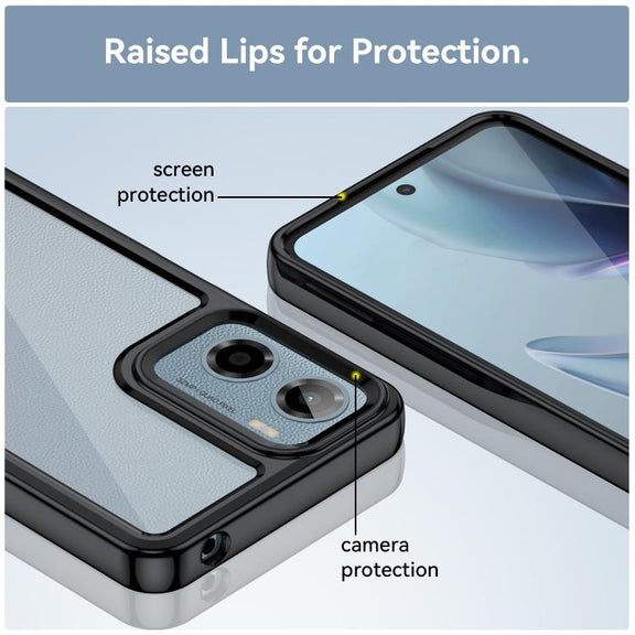 For Motorola Moto E15 Colorful Series Acrylic Hybrid TPU Phone Case(Black)