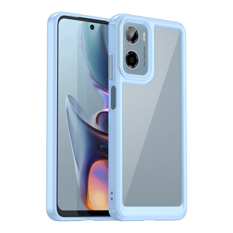 For Motorola Moto E15 Colorful Series Acrylic Hybrid TPU Phone Case(Blue)