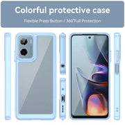 For Motorola Moto E15 Colorful Series Acrylic Hybrid TPU Phone Case(Blue)