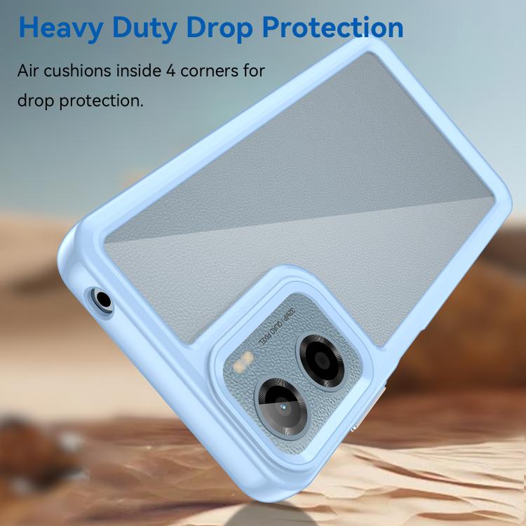 For Motorola Moto E15 Colorful Series Acrylic Hybrid TPU Phone Case(Blue)