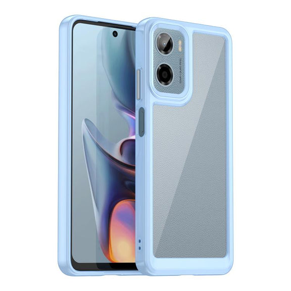 For Motorola Moto E15 Colorful Series Acrylic Hybrid TPU Phone Case(Blue)