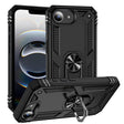 For iPhone 16e Shockproof TPU Hybrid PC Phone Case with Holder(Black) - iPhone 16e Cases by PMC TechLife | Online Shopping South Africa | PMC TechLife | Buy Now Pay Later Mobicred