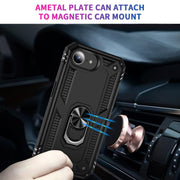 For iPhone 16e Shockproof TPU Hybrid PC Phone Case with Holder(Black)