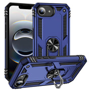 For iPhone 16e Shockproof TPU Hybrid PC Phone Case with Holder(Blue)