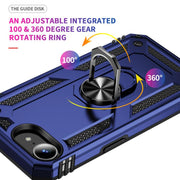 For iPhone 16e Shockproof TPU Hybrid PC Phone Case with Holder(Blue)
