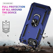 For iPhone 16e Shockproof TPU Hybrid PC Phone Case with Holder(Blue)