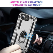 For iPhone 16e Shockproof TPU Hybrid PC Phone Case with Holder(Silver)