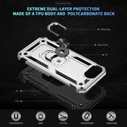 For iPhone 16e Shockproof TPU Hybrid PC Phone Case with Holder(Silver)
