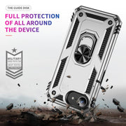 For iPhone 16e Shockproof TPU Hybrid PC Phone Case with Holder(Silver)