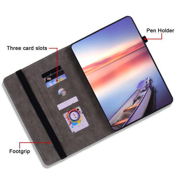 For Tecno Megapad 11 Butterfly Rose Embossed Leather Tablet Case(Dark Blue)