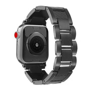 For Apple Watch 46mm / 49mm / 45mm / 44mm Wave Thread 3-bead Stainless Steel Watch Band(Black)