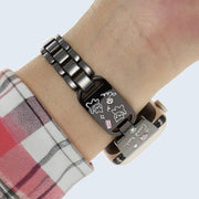For Apple Watch 42mm / 41mm / 40mm / 38mm Colored Diamond Cat Stainless Steel Watch Band(Black)