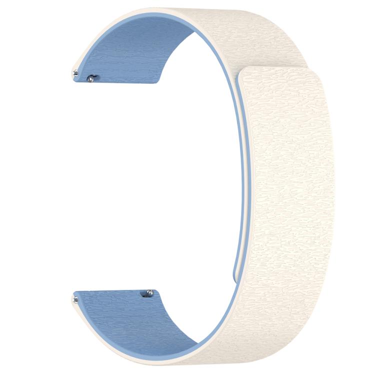 22mm Cloud Wood Grain Silicone Magnetic Watch Band(Antique White Blue)