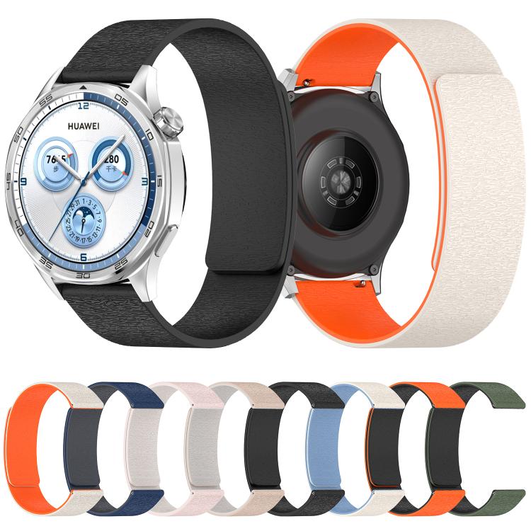 22mm Cloud Wood Grain Silicone Magnetic Watch Band(Black)