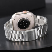 For Apple Watch 46mm / 49mm / 45mm / 44mm Norman Clasp Three-Link Titanium Alloy Watch Band(Silver)