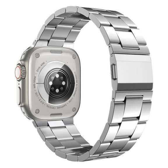 For Apple Watch 46mm / 49mm / 45mm / 44mm Norman Clasp Three-Link Titanium Alloy Watch Band(Silver)