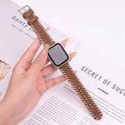 For Apple Watch 42mm / 41mm / 40mm / 38mm Retro Stitched Wool Genuine Leather Watch Band(Beige Brown)