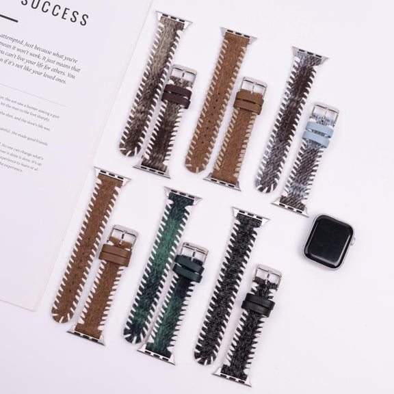 For Apple Watch 42mm / 41mm / 40mm / 38mm Retro Stitched Wool Genuine Leather Watch Band(Coffee)