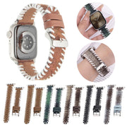 For Apple Watch 42mm / 41mm / 40mm / 38mm Retro Stitched Wool Genuine Leather Watch Band(Beige Brown)