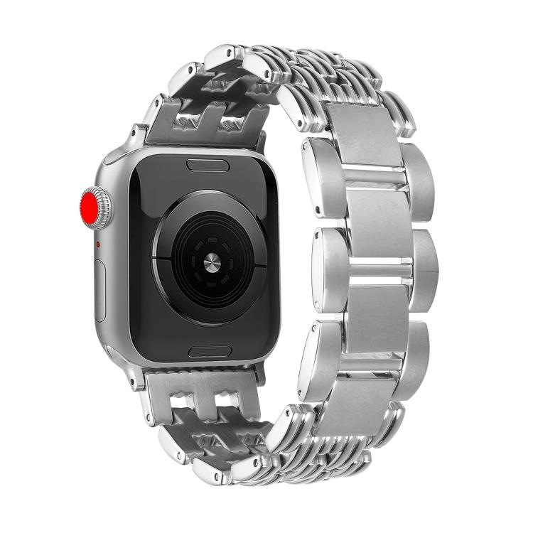 For Apple Watch 46mm / 49mm / 45mm / 44mm Five-bead Stripe Stainless Steel Watch Band(Silver)