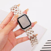For Apple Watch 46mm / 49mm / 45mm / 44mm Five-bead Stripe Stainless Steel Watch Band(Starlight)