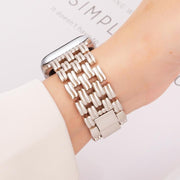 For Apple Watch 46mm / 49mm / 45mm / 44mm Five-bead Stripe Stainless Steel Watch Band(Starlight)