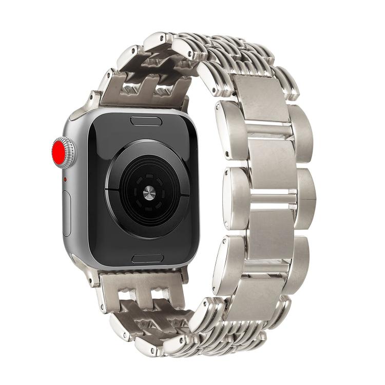 For Apple Watch 42mm / 41mm / 40mm / 38mm Five-bead Stripe Stainless Steel Watch Band(Starlight)
