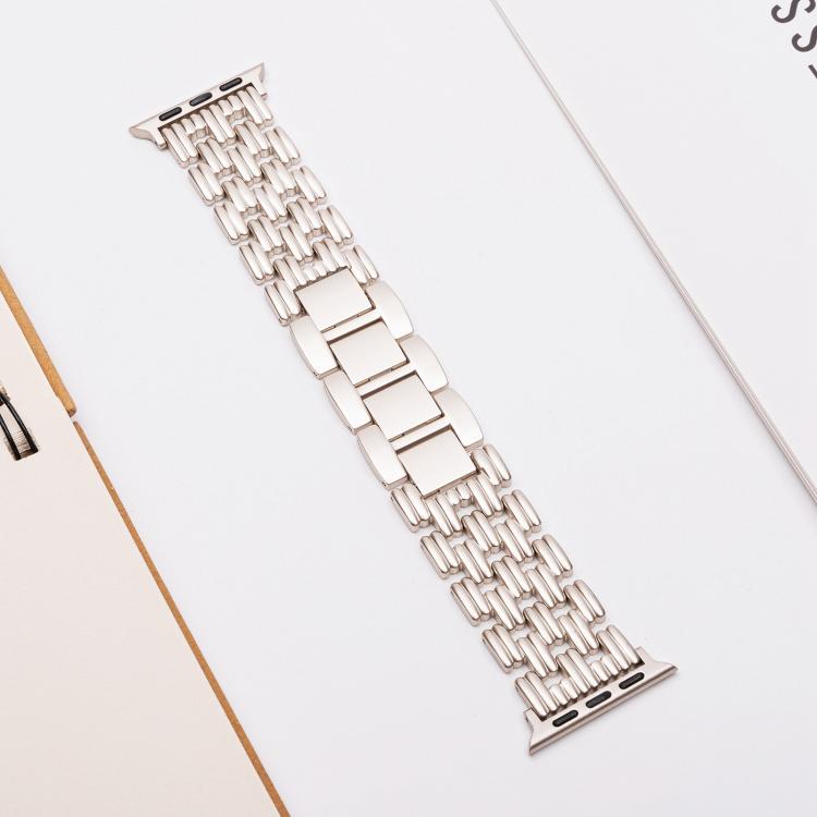 For Apple Watch 42mm / 41mm / 40mm / 38mm Five-bead Stripe Stainless Steel Watch Band(Starlight)