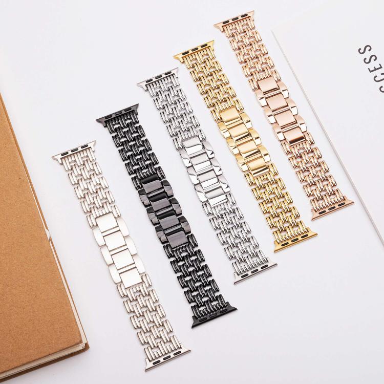 For Apple Watch 42mm / 41mm / 40mm / 38mm Five-bead Stripe Stainless Steel Watch Band(Starlight)
