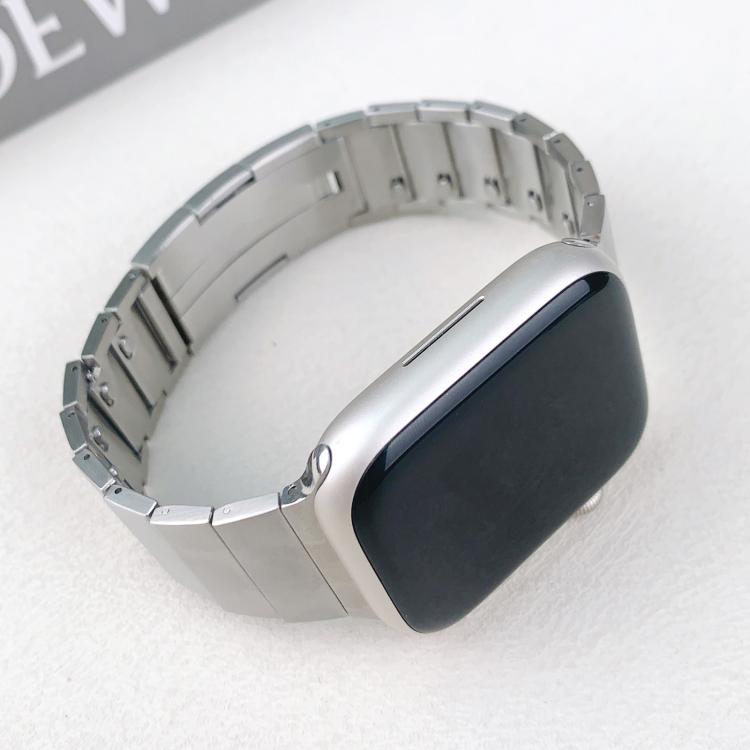 For Apple Watch 42mm / 41mm / 40mm / 38mm Single Bead Side-removable Stainless Steel Watch Band(Silver)