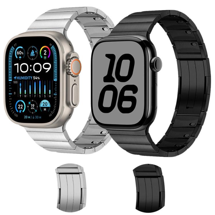 For Apple Watch 42mm / 41mm / 40mm / 38mm Single Bead Side-removable Stainless Steel Watch Band(Black)
