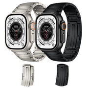 For Apple Watch 46mm / 49mm / 45mm / 44mm Integrated I-Shaped Quick Release Titanium Alloy Watch Band(Black)