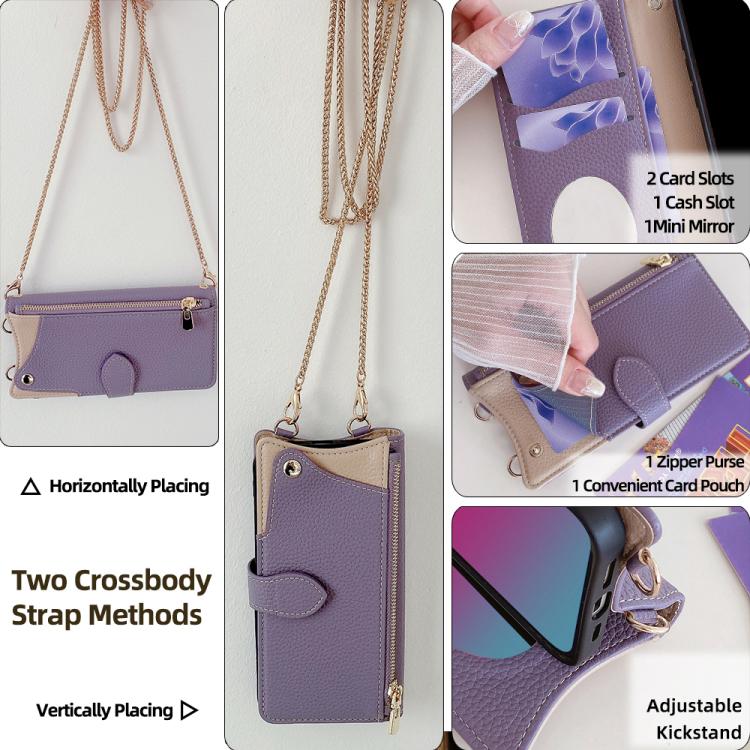 For Nokia G42 / G310 Crossbody Chain Fishtail Litchi Leather Phone Case(Purple)