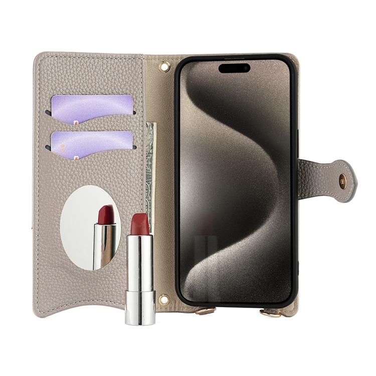For Sharp Aquos wish4 Crossbody Chain Fishtail Litchi Leather Phone Case(Grey)