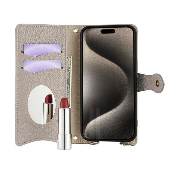 For Sharp Aquos wish4 Crossbody Chain Fishtail Litchi Leather Phone Case(Grey)