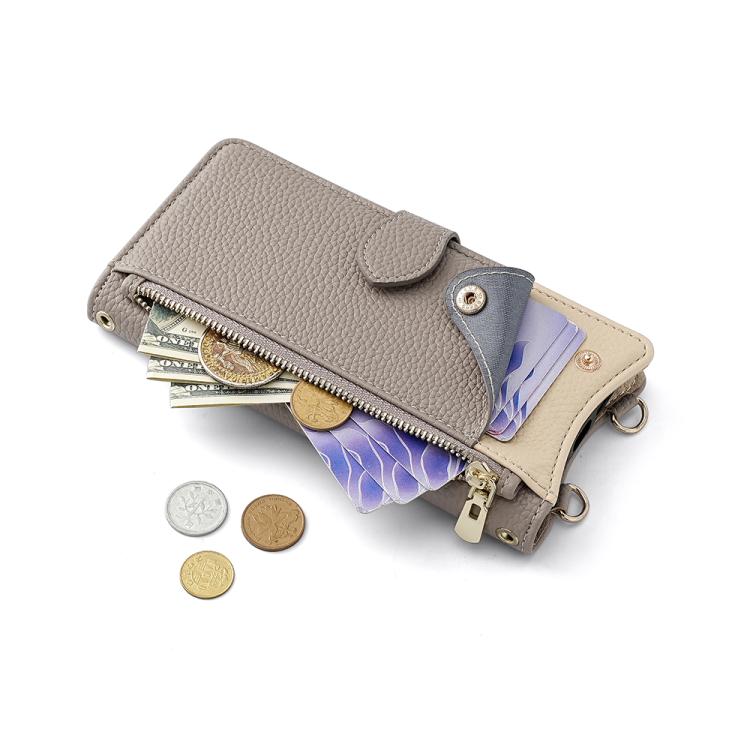 For Sharp Aquos wish4 Crossbody Chain Fishtail Litchi Leather Phone Case(Grey)