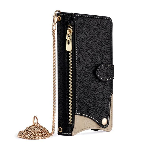 For Google Pixel 6a Crossbody Chain Fishtail Litchi Leather Phone Case(Black)