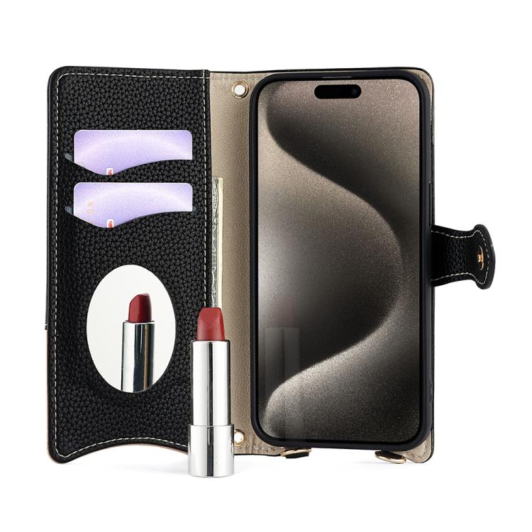 For Google Pixel 6a Crossbody Chain Fishtail Litchi Leather Phone Case(Black)