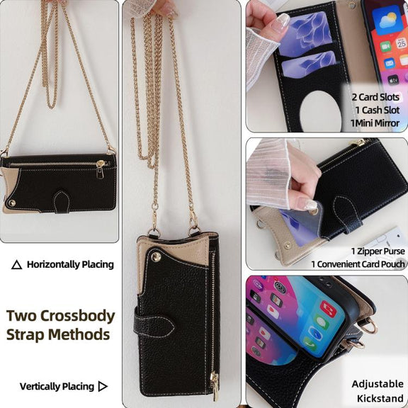 For Google Pixel 6a Crossbody Chain Fishtail Litchi Leather Phone Case(Black)