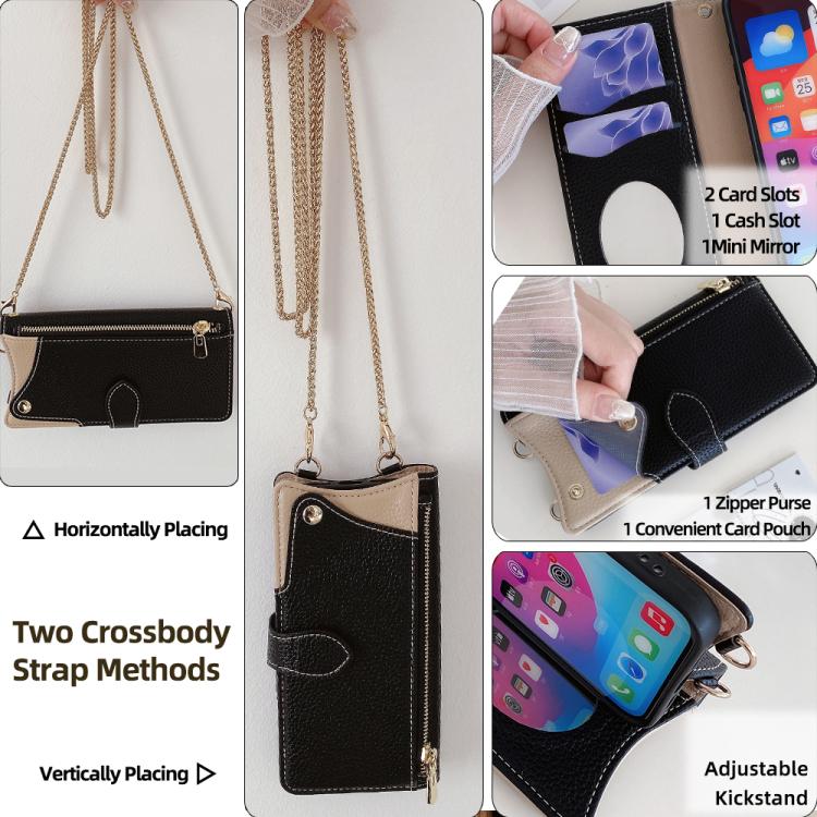 For Google Pixel 6a Crossbody Chain Fishtail Litchi Leather Phone Case(Black)