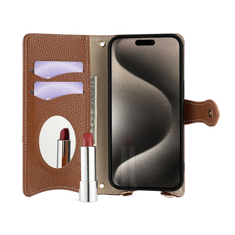 For Google Pixel 6a Crossbody Chain Fishtail Litchi Leather Phone Case(Brown)