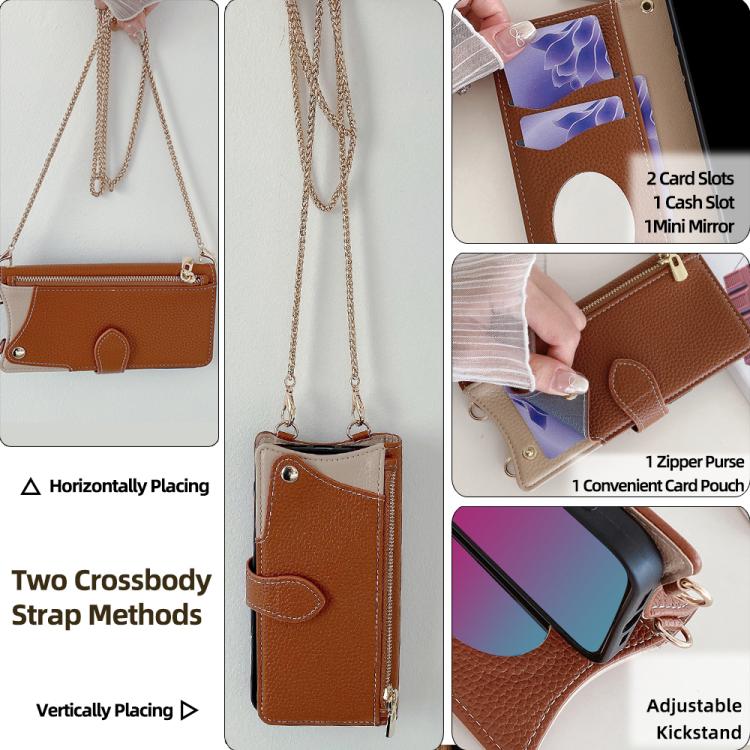 For Google Pixel 8 Crossbody Chain Fishtail Litchi Leather Phone Case(Brown)