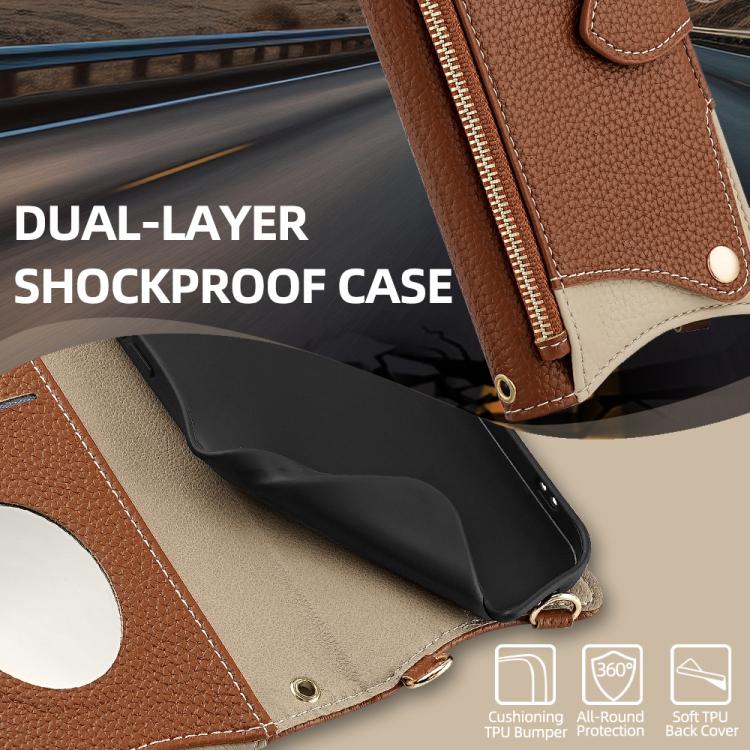 For Google Pixel 8 Crossbody Chain Fishtail Litchi Leather Phone Case(Brown)