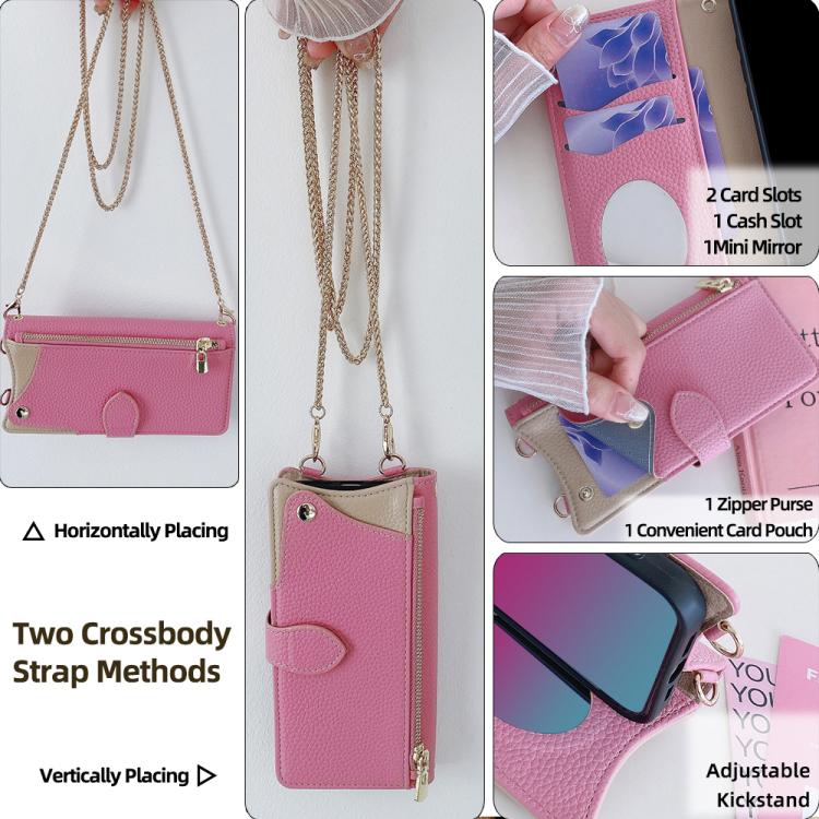 For Google Pixel 8 Crossbody Chain Fishtail Litchi Leather Phone Case(Pink)