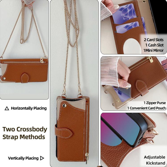 For Tecno Camon 30 Pro Crossbody Chain Fishtail Litchi Leather Phone Case(Brown)